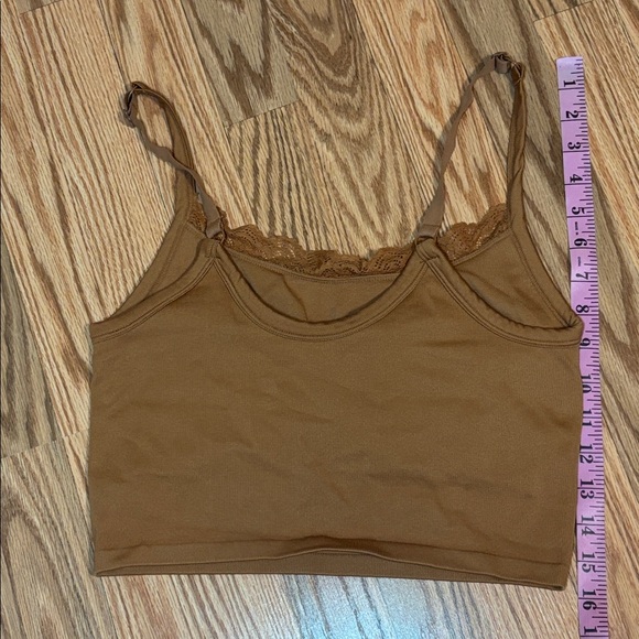 Aerie Tan Ribbed Knit Bra crop Cami Top, XL - Picture 4 of 6